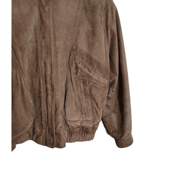 Vintage 90s Brown Leather Bomber Jacket Slouchy Fit Women’s M - Picture 3 of 12